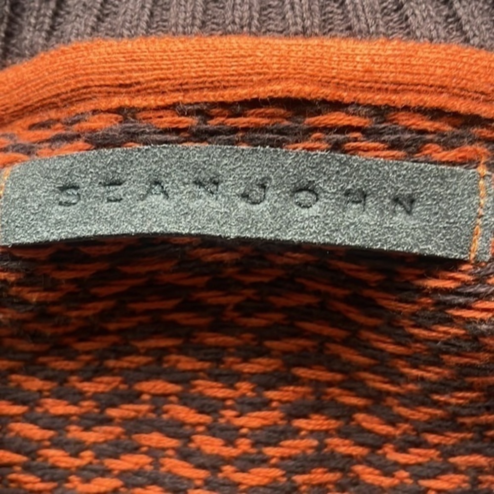 Sean John sweater Men's size 3 XL orange and brown 3/4 zip athleisure - Picture 6 of 10